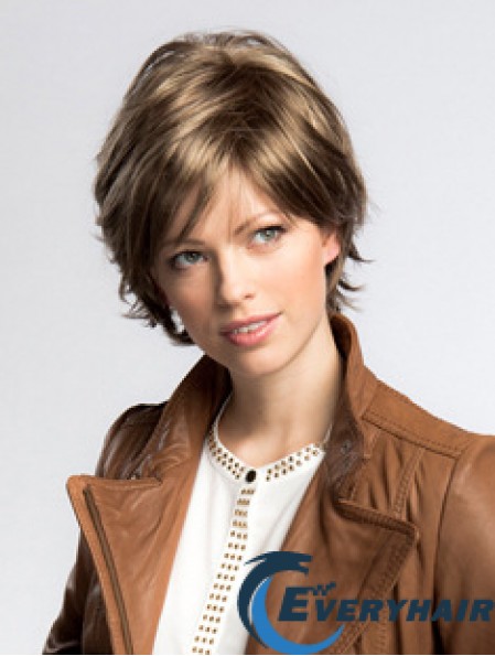 Chin Length Layered 8 inch Straight Blonde Medium Wigs