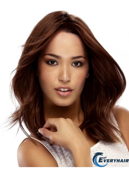 Shoulder Length With Bangs 16 inch Straight Auburn Medium Wigs