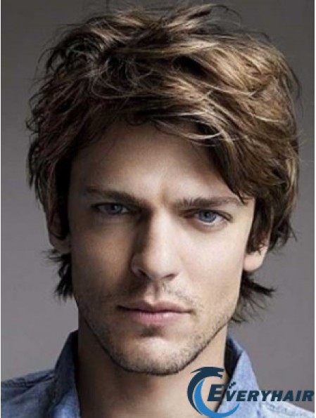 Brown Lace Front Wavy Short Layered Mens Hairstyles