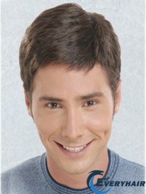 Brown Short Straight Synthetic Lace Front Best Mens Wigs