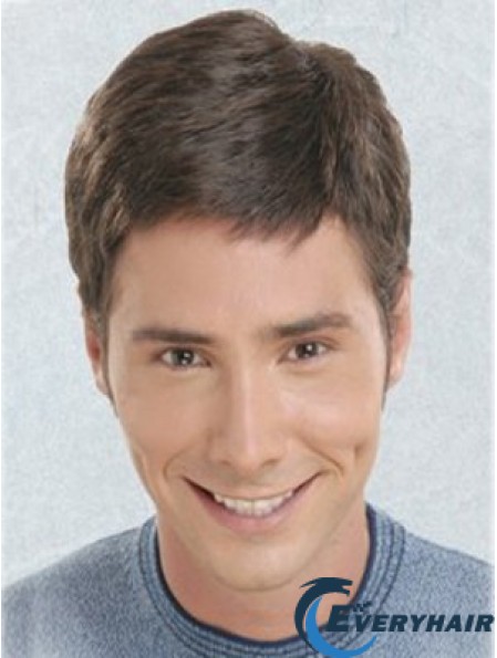 Brown Short Straight Synthetic Lace Front Best Mens Wigs