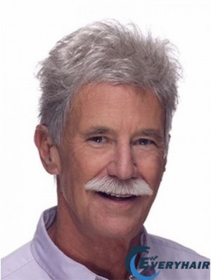 Lace Front Short Straight Synthetic White Mans Wig Canada