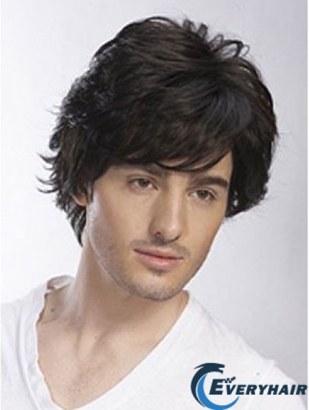 100% Hand Tied Short Black Bald Old Man Wig