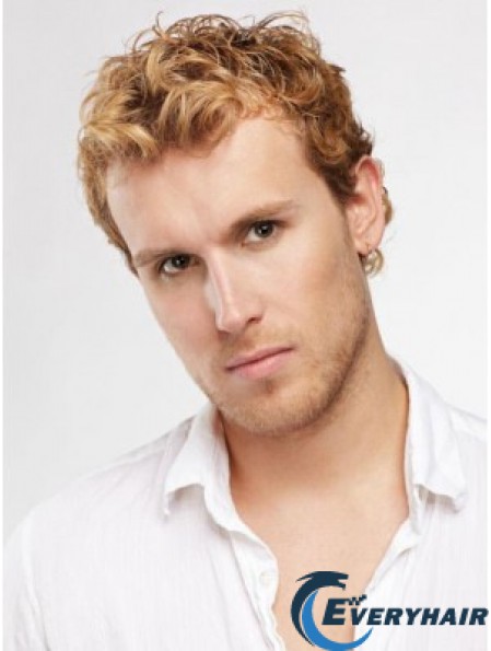 Blonde Short Curly Capless Curly Synthetic Wig Men