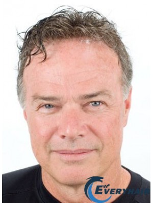 Mens Toupee Hair Pieces With Remy Monofilament Short Length Wavy Style Human Hair Wigs