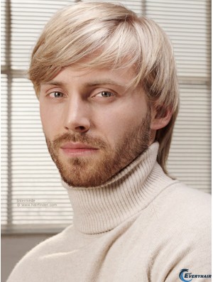 Full Lace Blonde 6 inch Short With Bangs Costume Wigs For Men
