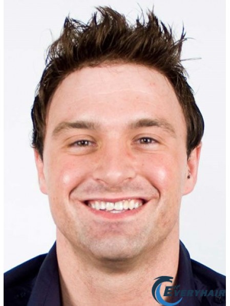 Short Wavy Human Hair Toupees For Men