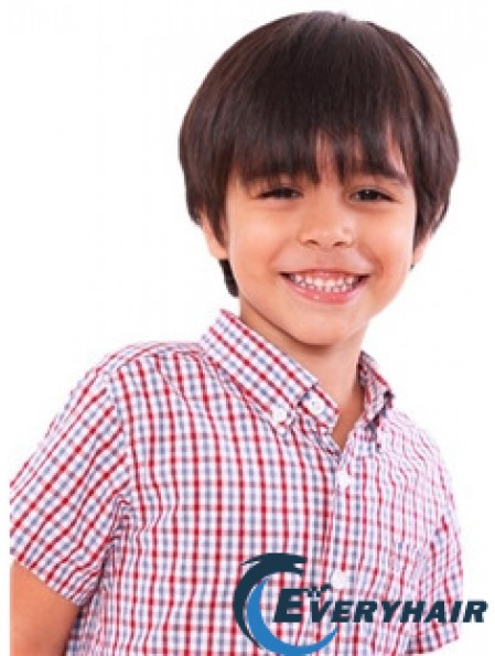 Straight Short Auburn Remy Human Hair 100% Hand-tied Kids Wigs