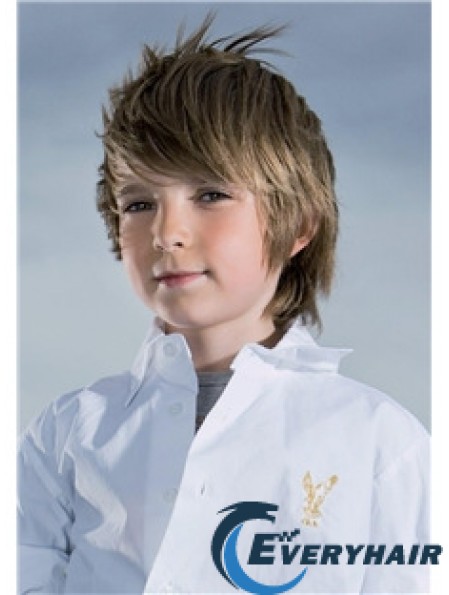 Straight Short Brown Remy Human Hair Capless Kids Wigs