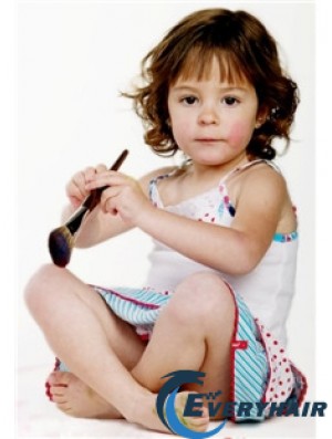 Wavy Chin Length Auburn Remy Human Hair 100% Hand-tied Kids Wigs