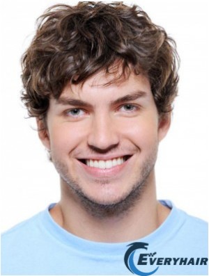 Wavy Synthetic Auburn Lace Front Short Hair Wigs For Men