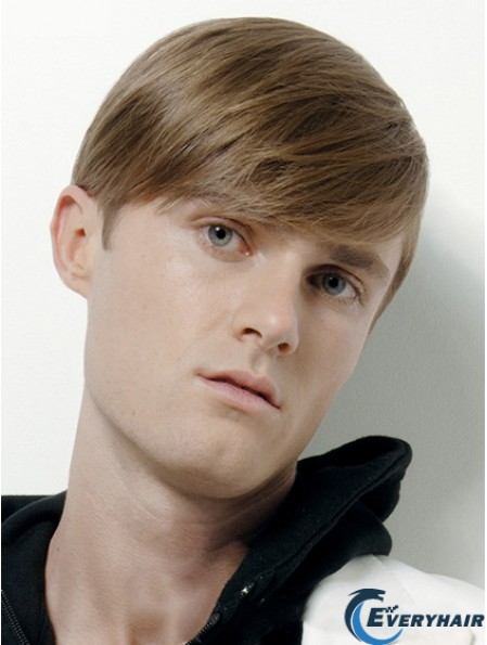 Natural Capless Cropped Short Brown Remy Human Mens Wig
