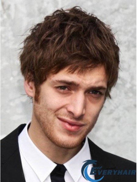 Auburn Layered Wavy Short Synthetic Capless Wigs For Men Real Hair