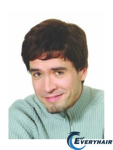 Brown Capless Straight Synthetic Short Mens Costume Wigs