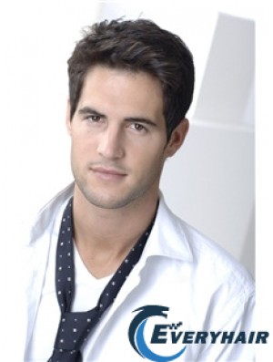100% Hand Tied Remy Human Brown Short Wigs For Men London