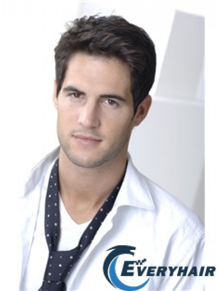 100% Hand Tied Remy Human Brown Short Wigs For Men London