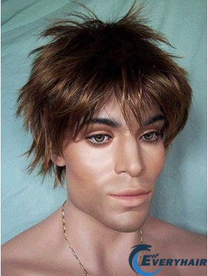 Lace Front Brown Short Straight Synthetic Man Lace Wig