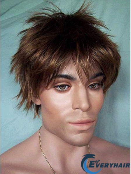 Lace Front Brown Short Straight Synthetic Man Lace Wig
