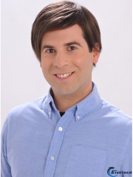 Brown Lace Front Short Straight Mens Full Wigs UK