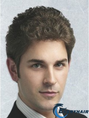 Brown Synthetic Full Lace Short Curly Wigs For Men