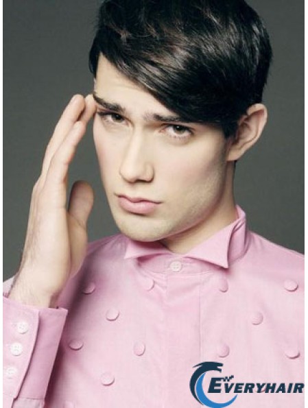 Lace Front Remy Human Short Straight Man Black Wig