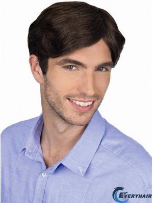 Brown Straight Remy Human 100% Hand Tied Professional Wig For Men