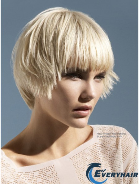 Monofilament Boycuts Short Straight 10 inch Platinum Blonde Convenient Fashion Wigs