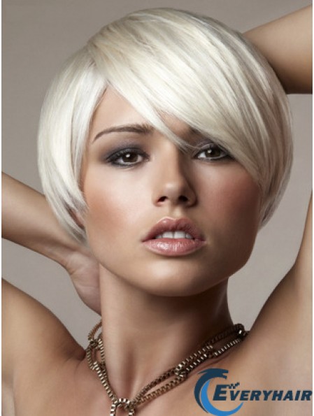 Capless Bobs Short Straight 8 inch Platinum Blonde Online Fashion Wigs