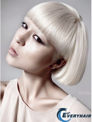 Lace Front Bobs Short Straight 10 inch Platinum Blonde Great Fashion Wigs