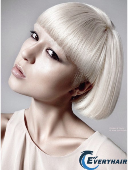 Lace Front Bobs Short Straight 10 inch Platinum Blonde Great Fashion Wigs