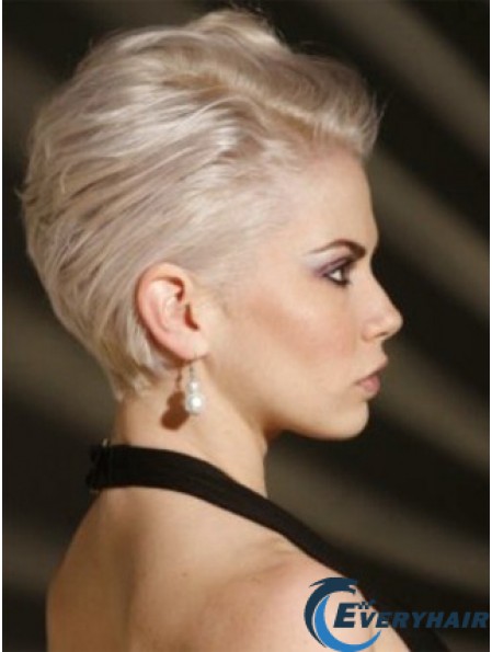 Capless Boycuts Short Straight 8 inch Platinum Blonde Affordable Fashion Wigs