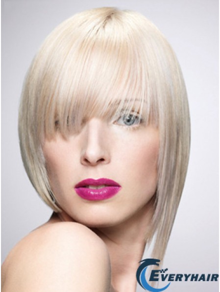 Monofilament Bobs Short Straight 10 inch Platinum Blonde New Fashion Wigs