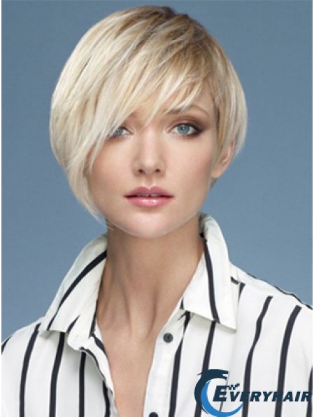 Capless Boycuts Short Straight 10 inch Platinum Blonde Sassy Fashion Wigs