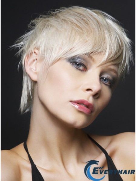 Lace Front Boycuts Short Straight 8 inch Platinum Blonde Ideal Fashion Wigs