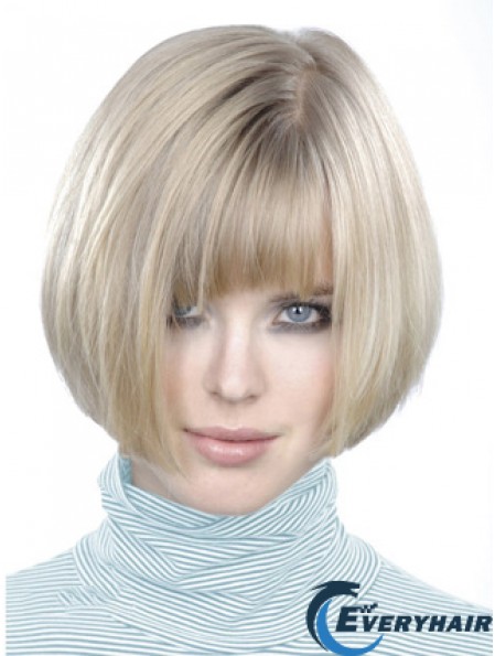 Monofilament Bobs Short Straight 10 inch Platinum Blonde Style Fashion Wigs