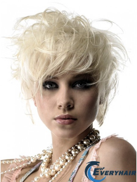 Lace Front Boycuts Short Wavy 8 inch Platinum Blonde Durable Fashion Wigs