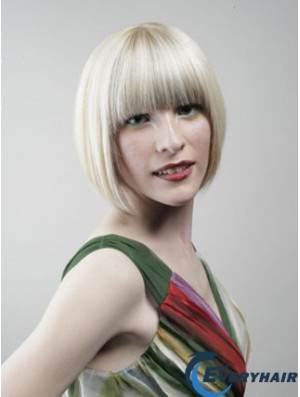 Full Lace Bobs Chin Length Straight 10 inch Platinum Blonde Designed Fashion Wigs