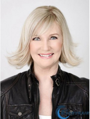 Full Lace Grey Chin Length Wavy 12 inch Platinum Blonde Stylish Fashion Wigs