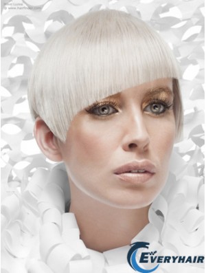 Lace Front Boycuts Short Straight 8 inch Platinum Blonde Cheapest Fashion Wigs