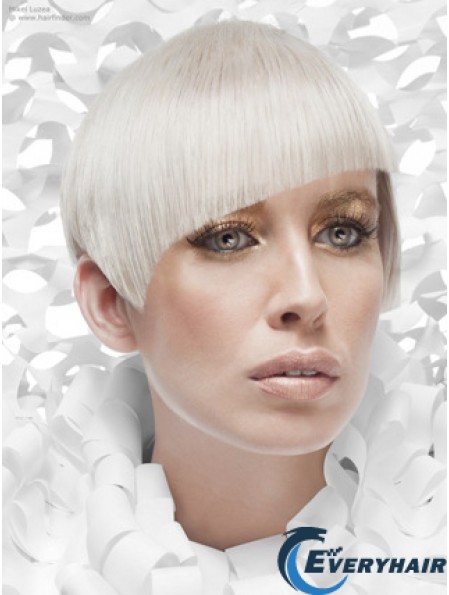 Lace Front Boycuts Short Straight 8 inch Platinum Blonde Cheapest Fashion Wigs