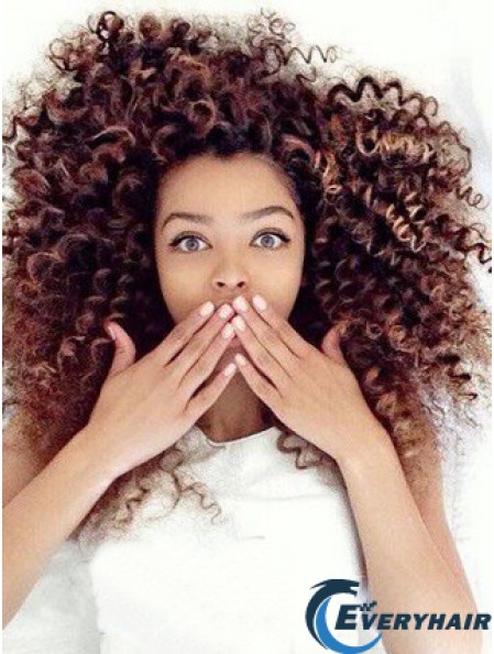 Wigs African American Women With Lace Front Kinky Style Brown Color