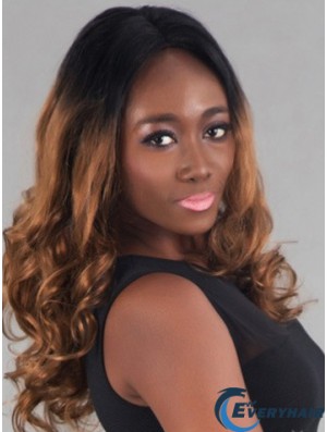 Trendy 20inch Ombre/2 Tone Long Without Bangs Wavy Gorgeous Full Lace Indian Remy Hair Wigs