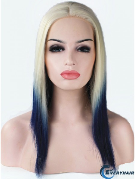 16 inch Ombre/2 Tone Long Without Bangs Straight Fashionable Lace Wigs
