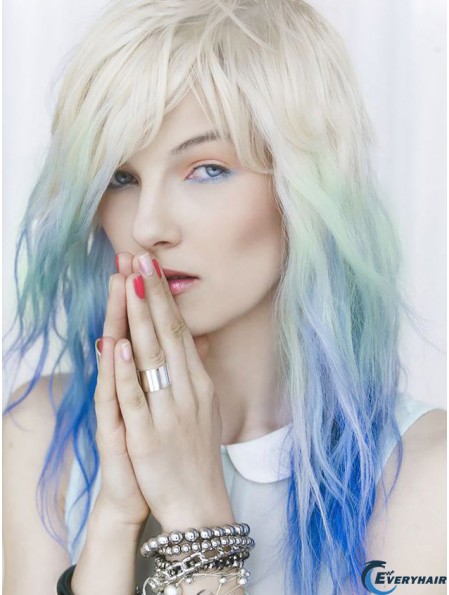 Special Coasply Ideal Ombre/2 Tone Long Wavy With Bangs 18inch Human Lace Front Indian Remy Hair Wigs