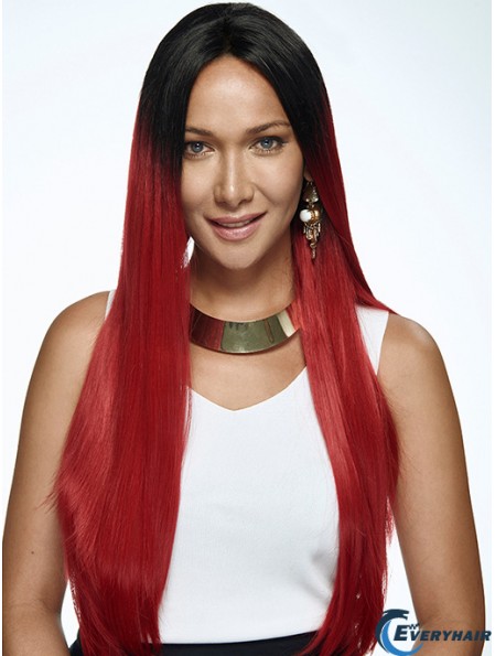 22 inch Ombre/2 Tone Long Without Bangs Straight Exquisite Lace Wigs