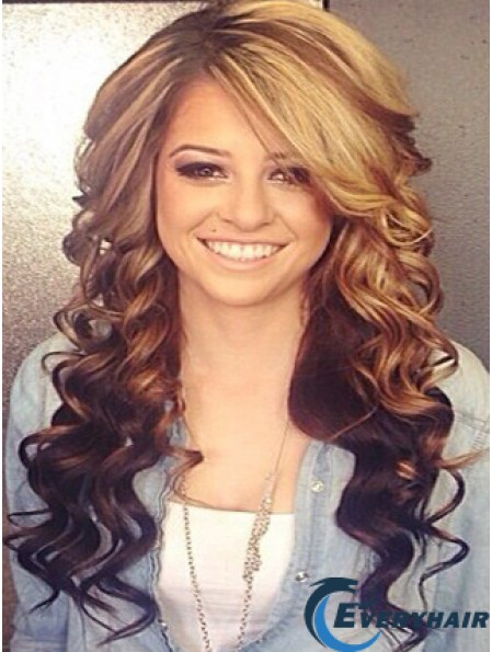 Long Wavy With Bangs Lace Front 24 inch Soft Black Women Wigs