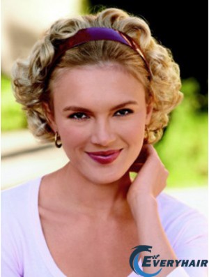 Short Curly Blonde Top Synthetic Half Wigs