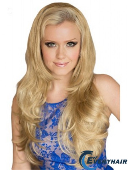 Long Wavy Blonde Exquisite Synthetic Half Wigs