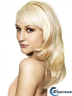Blonde 16 inch Wavy Capless Synthetic Long 3/4 Wigs Cheap