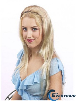 Suitable Blonde Synthetic Straight Hair Falls